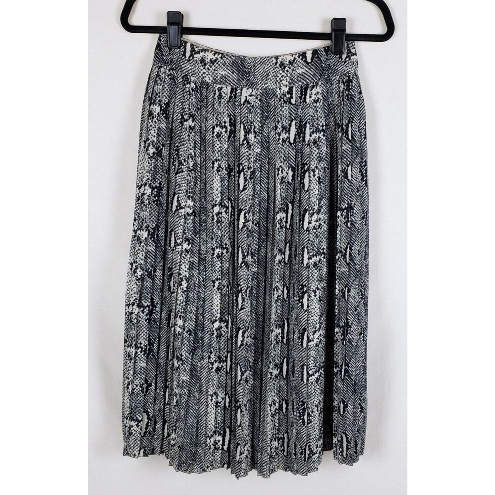 J. Crew Snakeskin Skirt Pleated Midi Womens 0 Gray Modern Chic Urban Classic